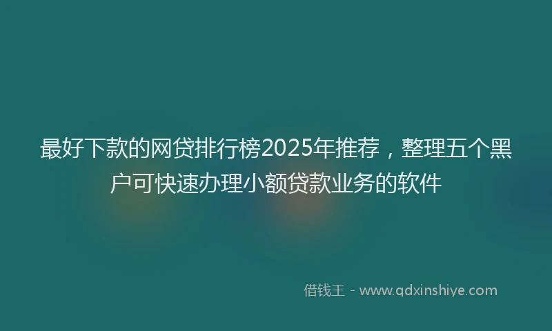 最好下款的网贷排行榜2025年推荐，整理五个黑户可快速办理小额贷款业务的软件