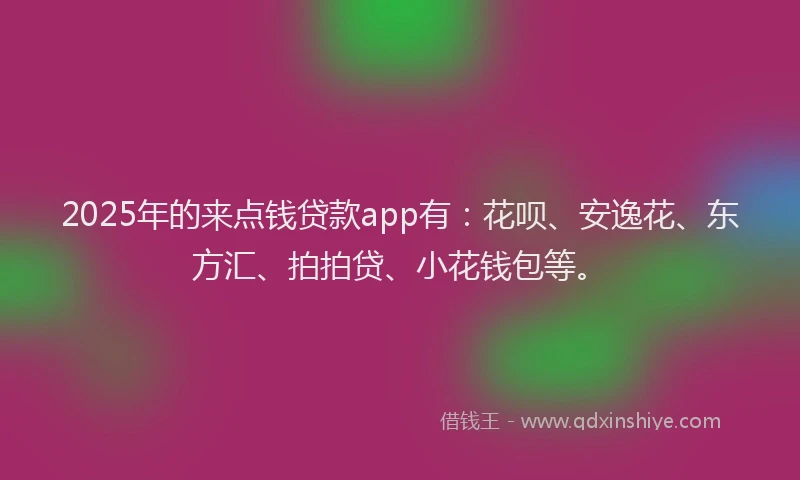 2025年的来点钱贷款app有：花呗、安逸花、东方汇、拍拍贷、小花钱包等。