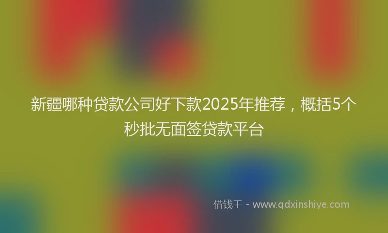 新疆哪种贷款公司好下款2025年推荐，概括5个秒批无面签贷款平台