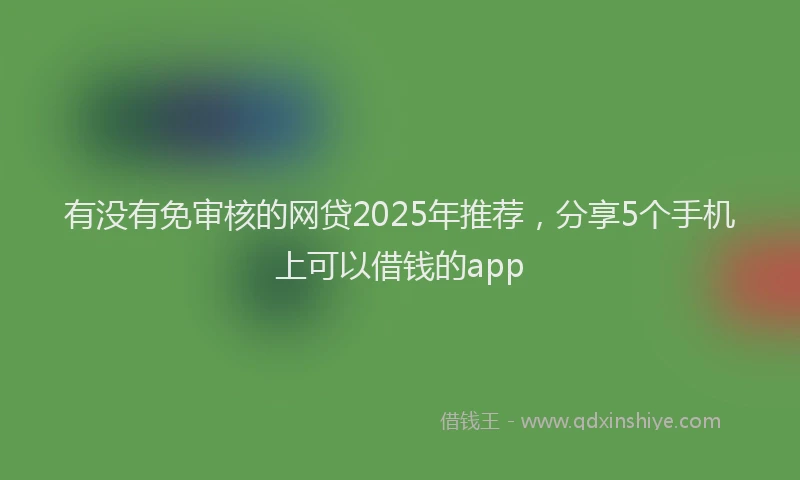 有没有免审核的网贷2025年推荐，分享5个手机上可以借钱的app