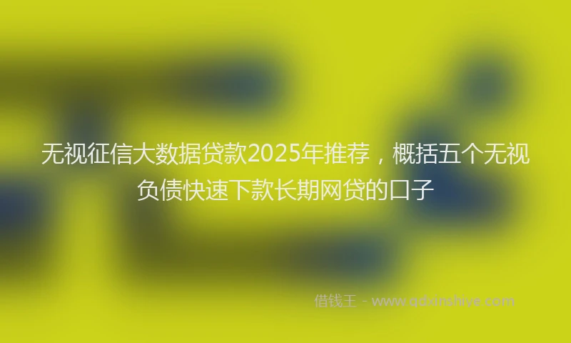 无视征信大数据贷款2025年推荐，概括五个无视负债快速下款长期网贷的口子