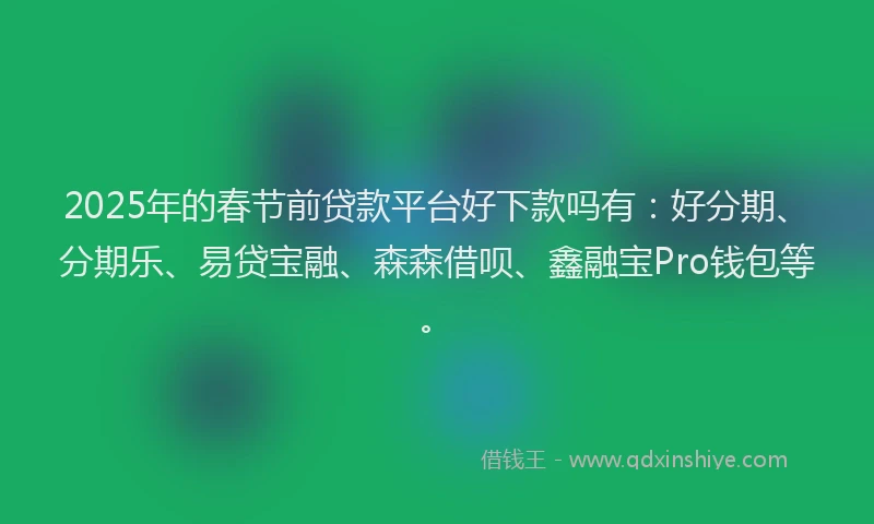2025年的春节前贷款平台好下款吗有：好分期、分期乐、易贷宝融、森森借呗、鑫融宝Pro钱包等。