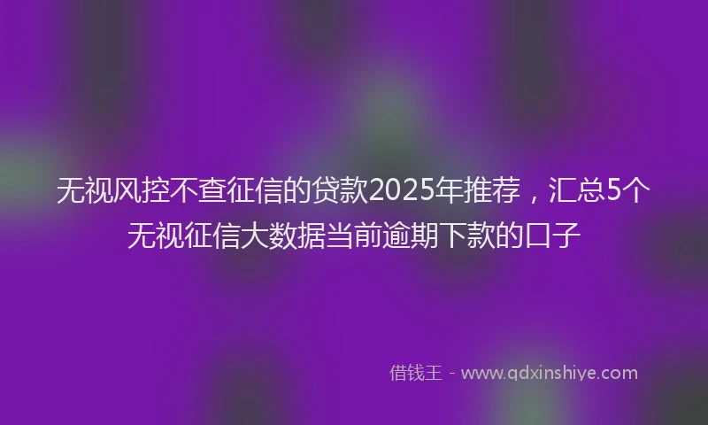无视风控不查征信的贷款2025年推荐，汇总5个无视征信大数据当前逾期下款的口子