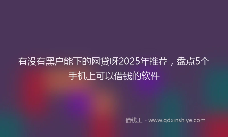 有没有黑户能下的网贷呀2025年推荐，盘点5个手机上可以借钱的软件