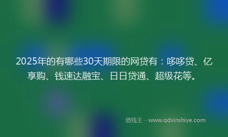 2025年的有哪些30天期限的网贷有：哆哆贷、亿享购、钱速达融宝、日日贷通、超级花等。