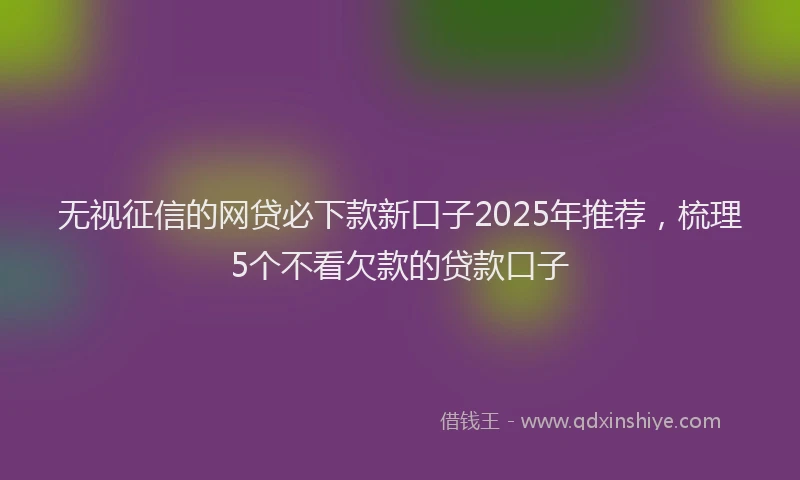 无视征信的网贷必下款新口子2025年推荐，梳理5个不看欠款的贷款口子