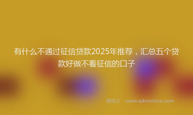 有什么不通过征信贷款2025年推荐，汇总五个贷款好做不看征信的口子