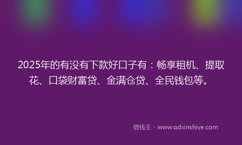 2025年的有没有下款好口子有：畅享租机、提取花、口袋财富贷、金满仓贷、全民钱包等。