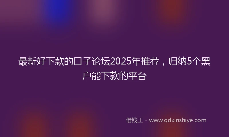 最新好下款的口子论坛2025年推荐，归纳5个黑户能下款的平台
