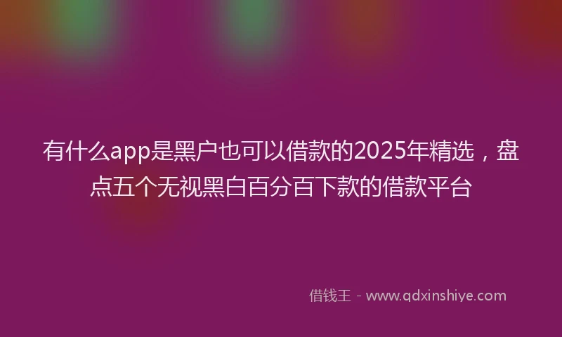 有什么app是黑户也可以借款的2025年精选，盘点五个无视黑白百分百下款的借款平台