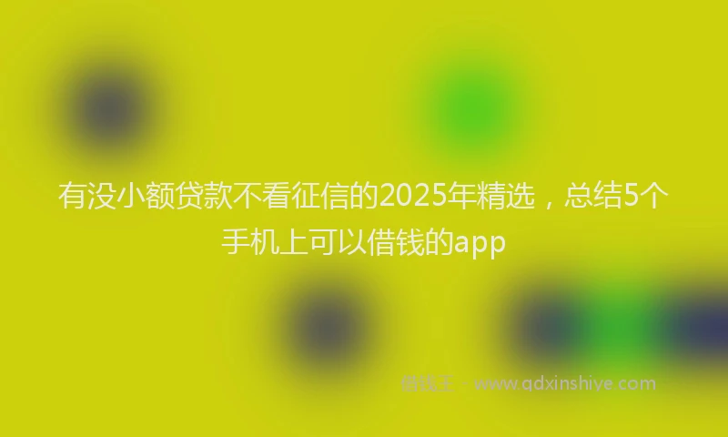 有没小额贷款不看征信的2025年精选，总结5个手机上可以借钱的app
