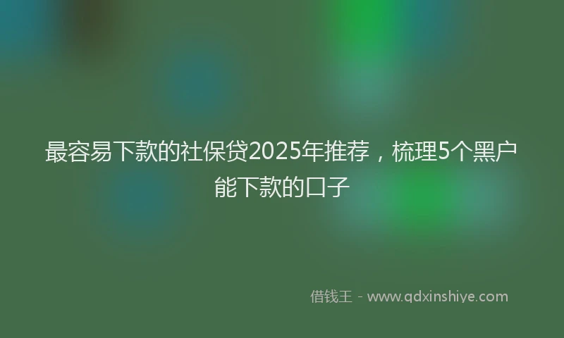 最容易下款的社保贷2025年推荐，梳理5个黑户能下款的口子