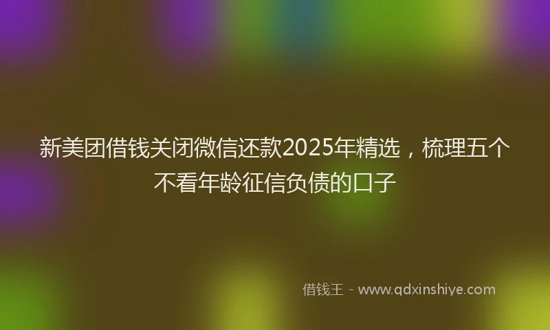 新美团借钱关闭微信还款2025年精选，梳理五个不看年龄征信负债的口子
