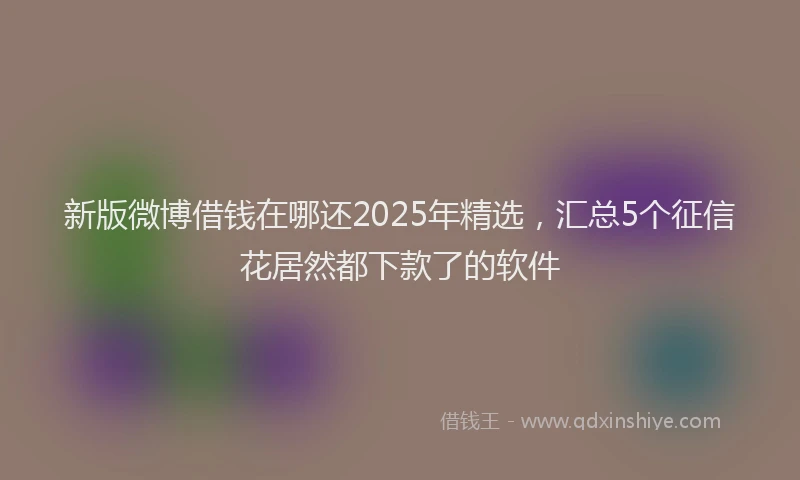 新版微博借钱在哪还2025年精选，汇总5个征信花居然都下款了的软件