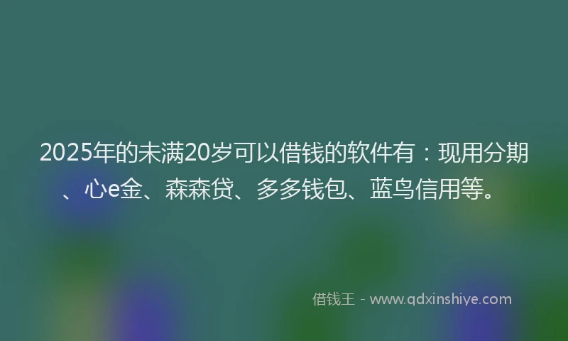 2025年的未满20岁可以借钱的软件有：现用分期、心e金、森森贷、多多钱包、蓝鸟信用等。