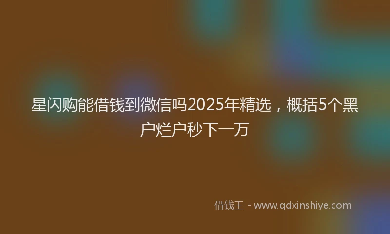 星闪购能借钱到微信吗2025年精选，概括5个黑户烂户秒下一万