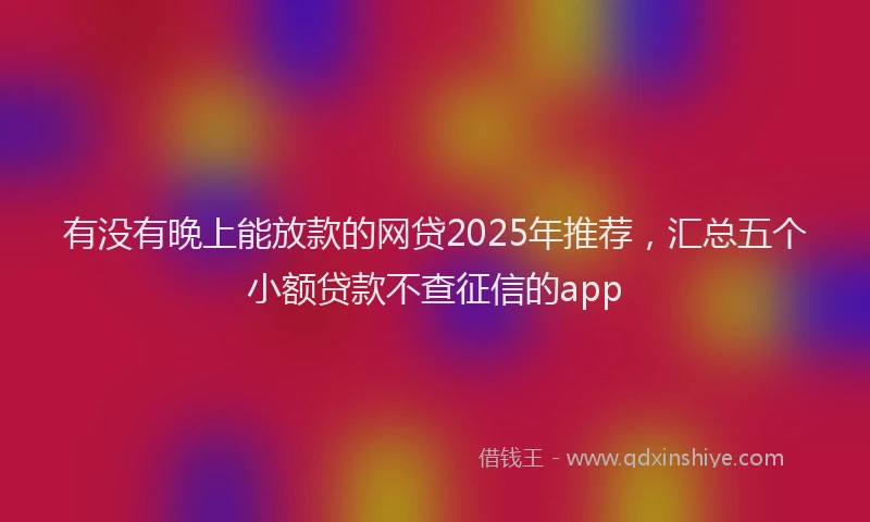 有没有晚上能放款的网贷2025年推荐，汇总五个小额贷款不查征信的app