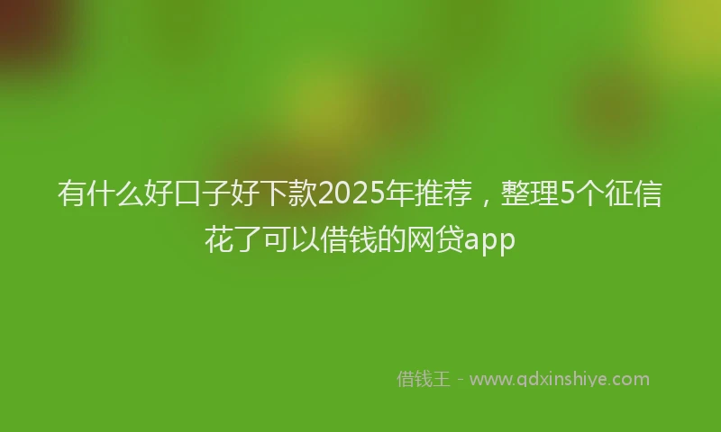 有什么好口子好下款2025年推荐，整理5个征信花了可以借钱的网贷app