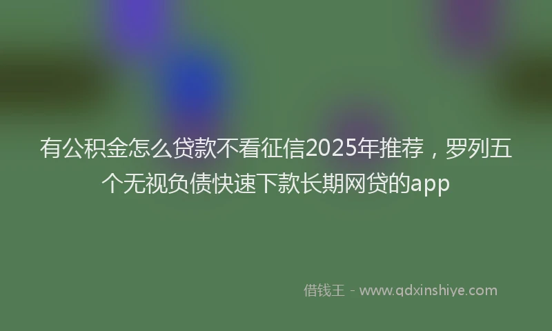 有公积金怎么贷款不看征信2025年推荐，罗列五个无视负债快速下款长期网贷的app