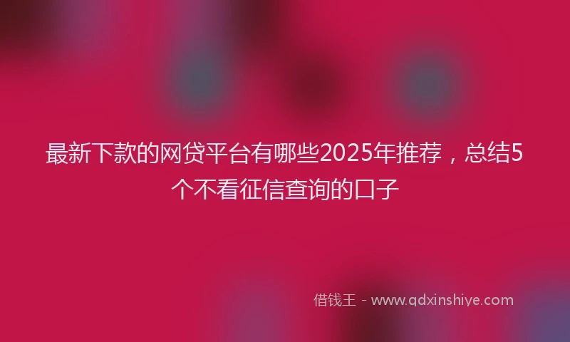 最新下款的网贷平台有哪些2025年推荐，总结5个不看征信查询的口子
