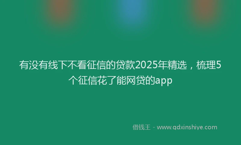 有没有线下不看征信的贷款2025年精选，梳理5个征信花了能网贷的app