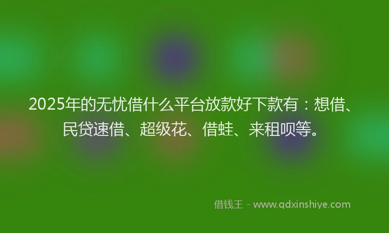 2025年的无忧借什么平台放款好下款有：想借、民贷速借、超级花、借蛙、来租呗等。