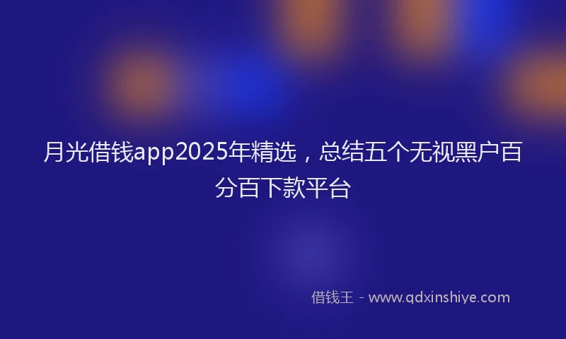 月光借钱app2025年精选，总结五个无视黑户百分百下款平台