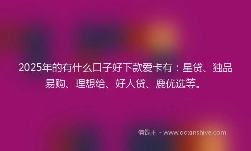 2025年的有什么口子好下款爱卡有：星贷、独品易购、理想给、好人贷、鹿优选等。