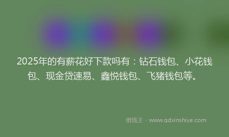 2025年的有薪花好下款吗有：钻石钱包、小花钱包、现金贷速易、鑫悦钱包、飞猪钱包等。