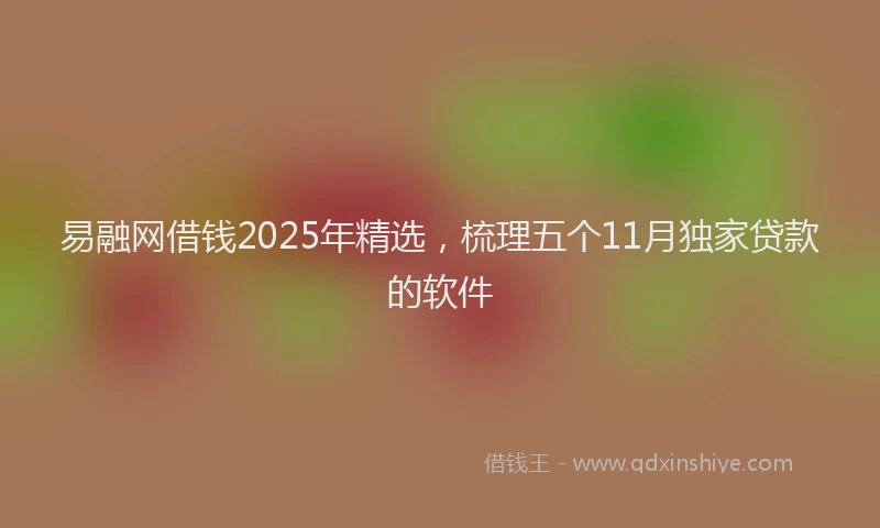 易融网借钱2025年精选，梳理五个11月独家贷款的软件