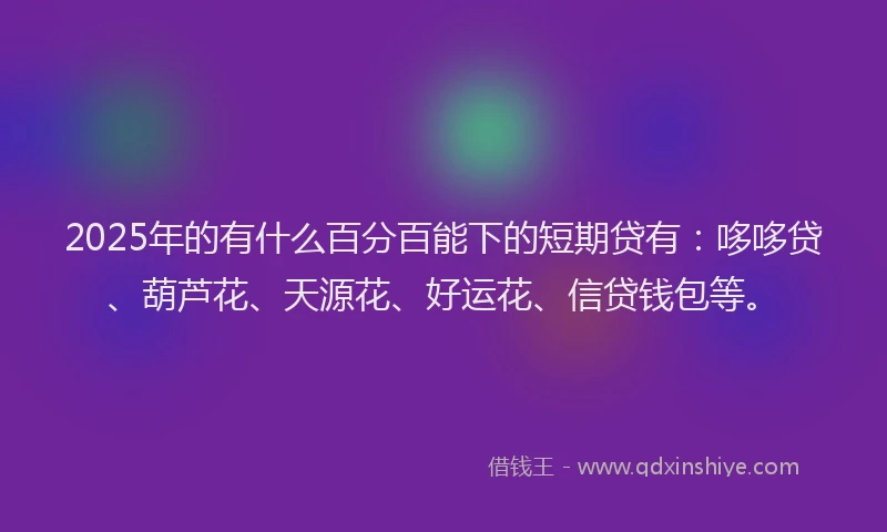 2025年的有什么百分百能下的短期贷有：哆哆贷、葫芦花、天源花、好运花、信贷钱包等。