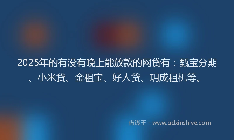 2025年的有没有晚上能放款的网贷有：甄宝分期、小米贷、金租宝、好人贷、玥成租机等。