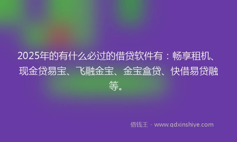 2025年的有什么必过的借贷软件有：畅享租机、现金贷易宝、飞融金宝、金宝盒贷、快借易贷融等。