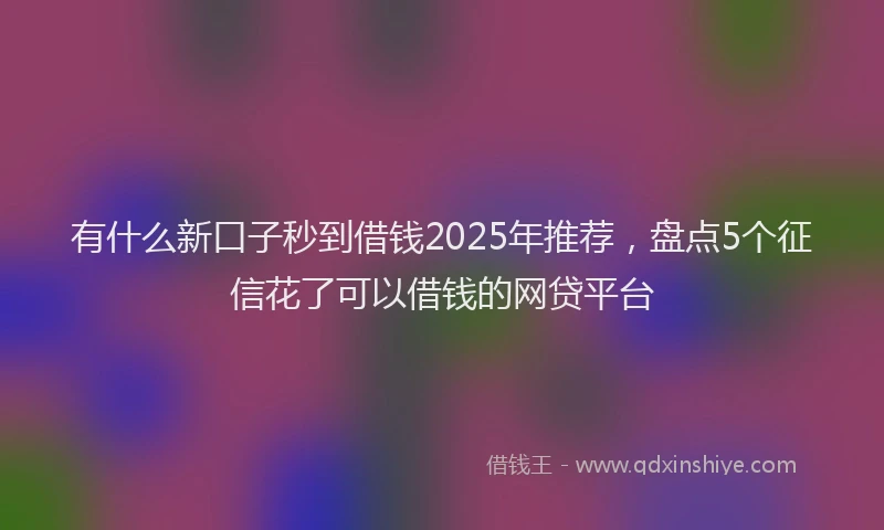 有什么新口子秒到借钱2025年推荐，盘点5个征信花了可以借钱的网贷平台
