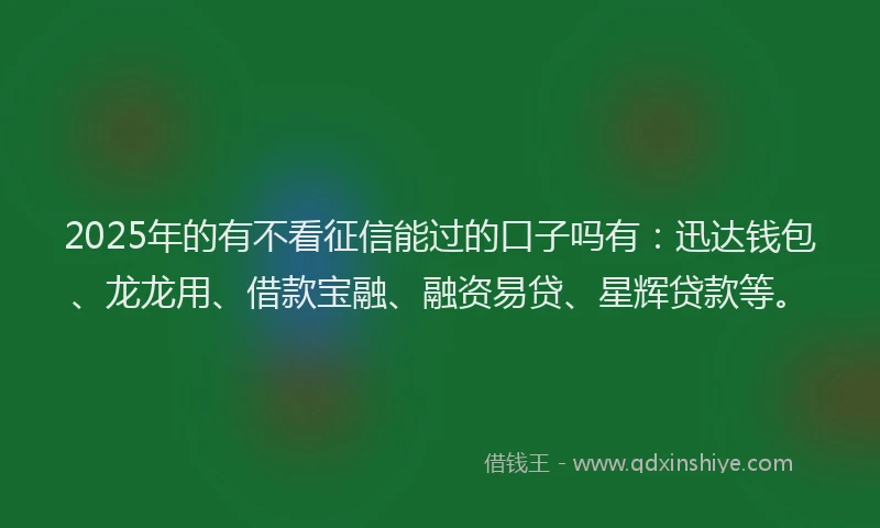 2025年的有不看征信能过的口子吗有：迅达钱包、龙龙用、借款宝融、融资易贷、星辉贷款等。