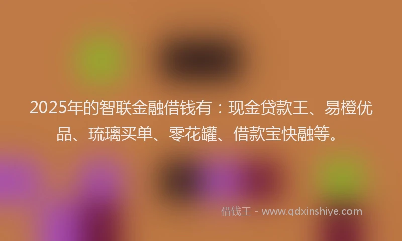 2025年的智联金融借钱有：现金贷款王、易橙优品、琉璃买单、零花罐、借款宝快融等。