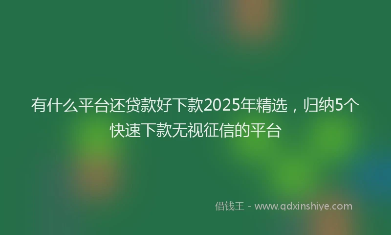有什么平台还贷款好下款2025年精选，归纳5个快速下款无视征信的平台