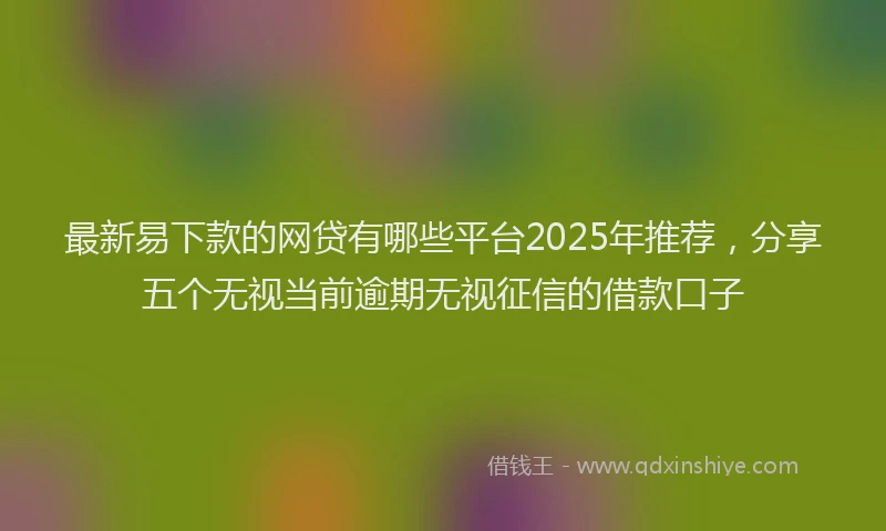 最新易下款的网贷有哪些平台2025年推荐，分享五个无视当前逾期无视征信的借款口子