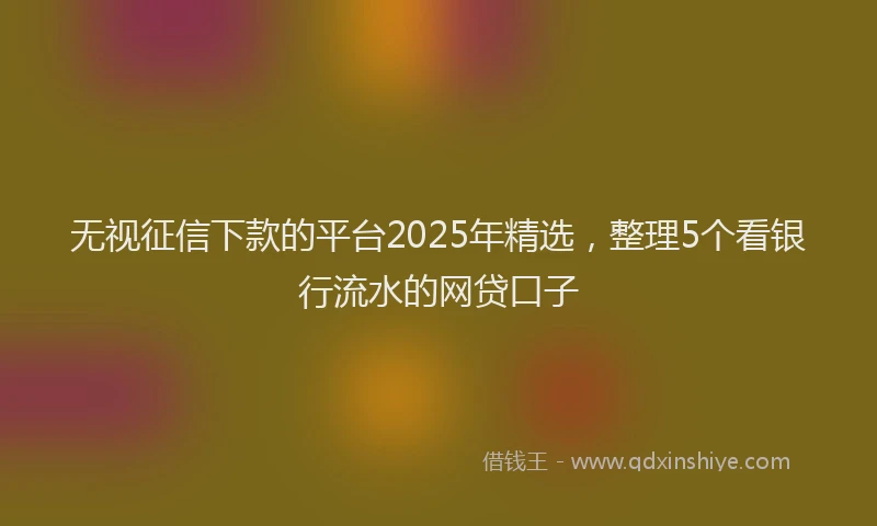 无视征信下款的平台2025年精选，整理5个看银行流水的网贷口子