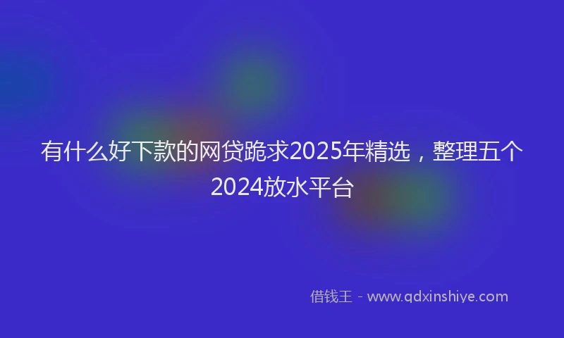 有什么好下款的网贷跪求2025年精选，整理五个2024放水平台