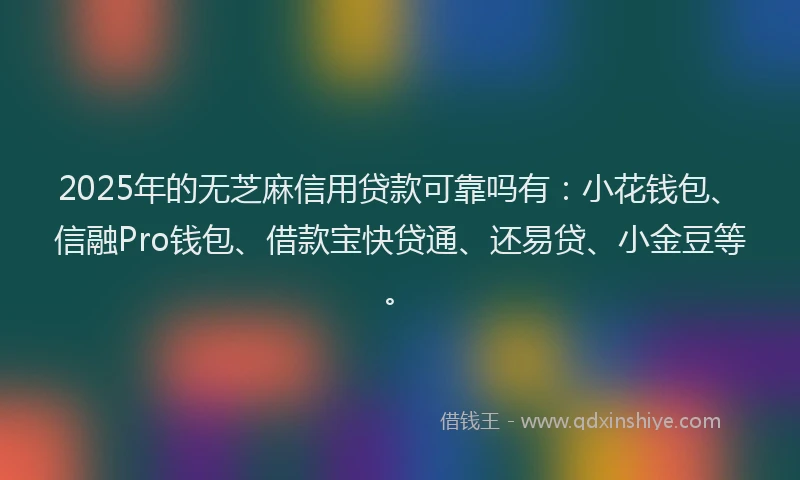 2025年的无芝麻信用贷款可靠吗有：小花钱包、信融Pro钱包、借款宝快贷通、还易贷、小金豆等。
