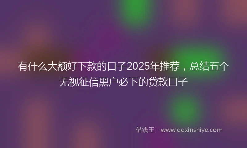 有什么大额好下款的口子2025年推荐，总结五个无视征信黑户必下的贷款口子