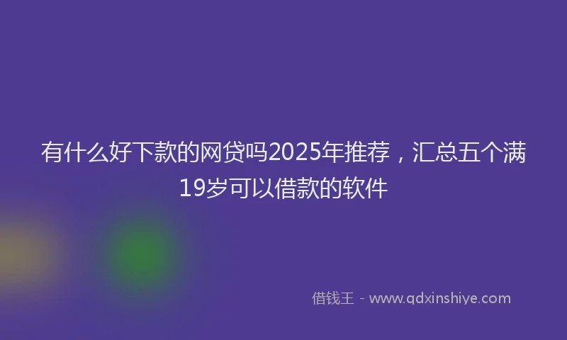 有什么好下款的网贷吗2025年推荐，汇总五个满19岁可以借款的软件