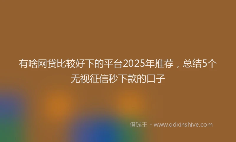 有啥网贷比较好下的平台2025年推荐，总结5个无视征信秒下款的口子
