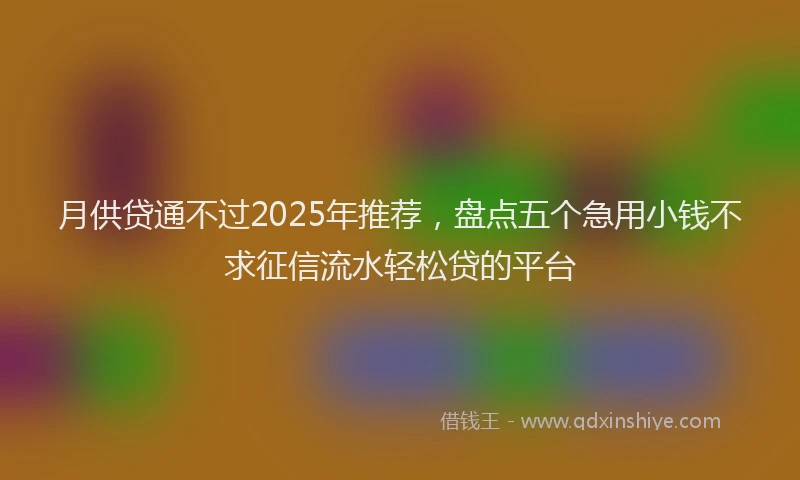 月供贷通不过2025年推荐，盘点五个急用小钱不求征信流水轻松贷的平台
