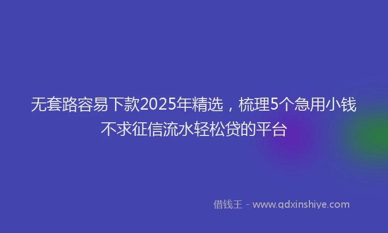 无套路容易下款2025年精选，梳理5个急用小钱不求征信流水轻松贷的平台