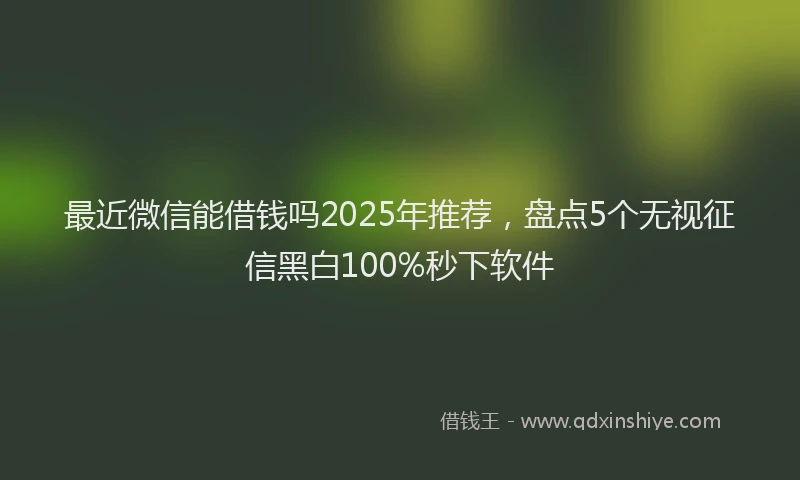 最近微信能借钱吗2025年推荐，盘点5个无视征信黑白100%秒下软件
