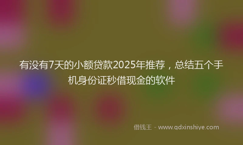 有没有7天的小额贷款2025年推荐，总结五个手机身份证秒借现金的软件