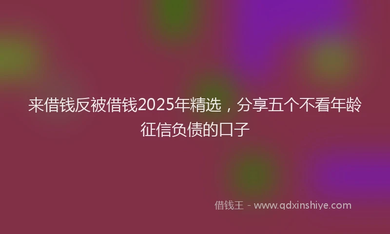来借钱反被借钱2025年精选，分享五个不看年龄征信负债的口子