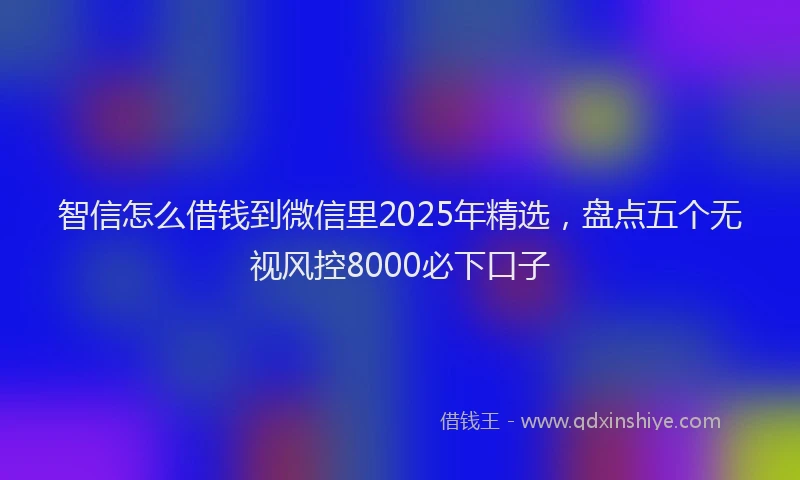 智信怎么借钱到微信里2025年精选，盘点五个无视风控8000必下口子
